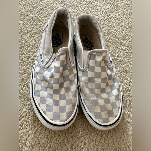 Gray and white checkered vans sz 6.5 youth - Picture 1 of 7